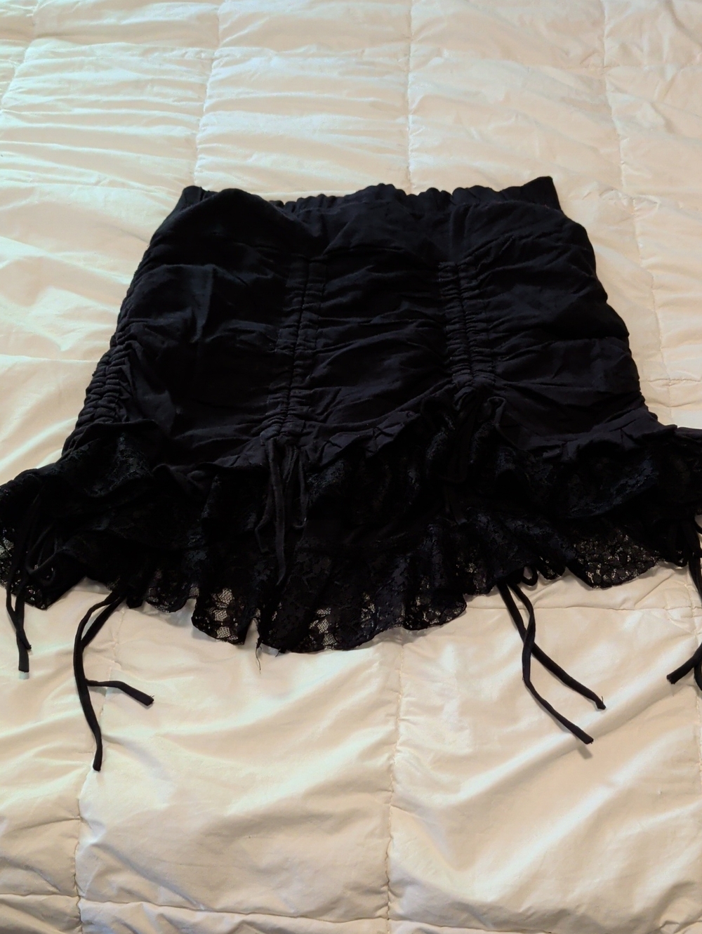 Black Lace Ruffle Mini Skirt